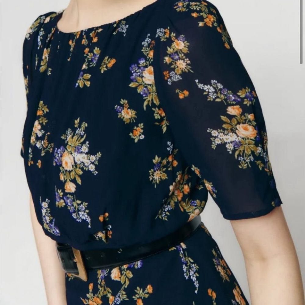 Reformation Floral Maxi Dress - Navy and Yellow - Picture 2 of 13